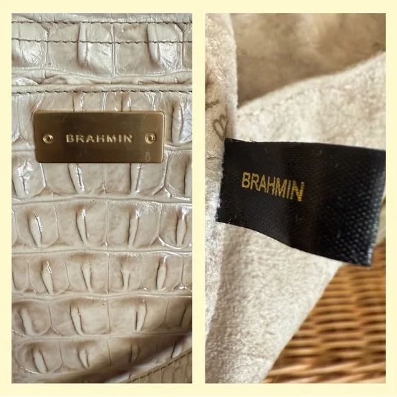 Brahmin Mini Arno Melbourne Beige Leather Satchel Handbag Shoulder Bag - Picture 6 of 9